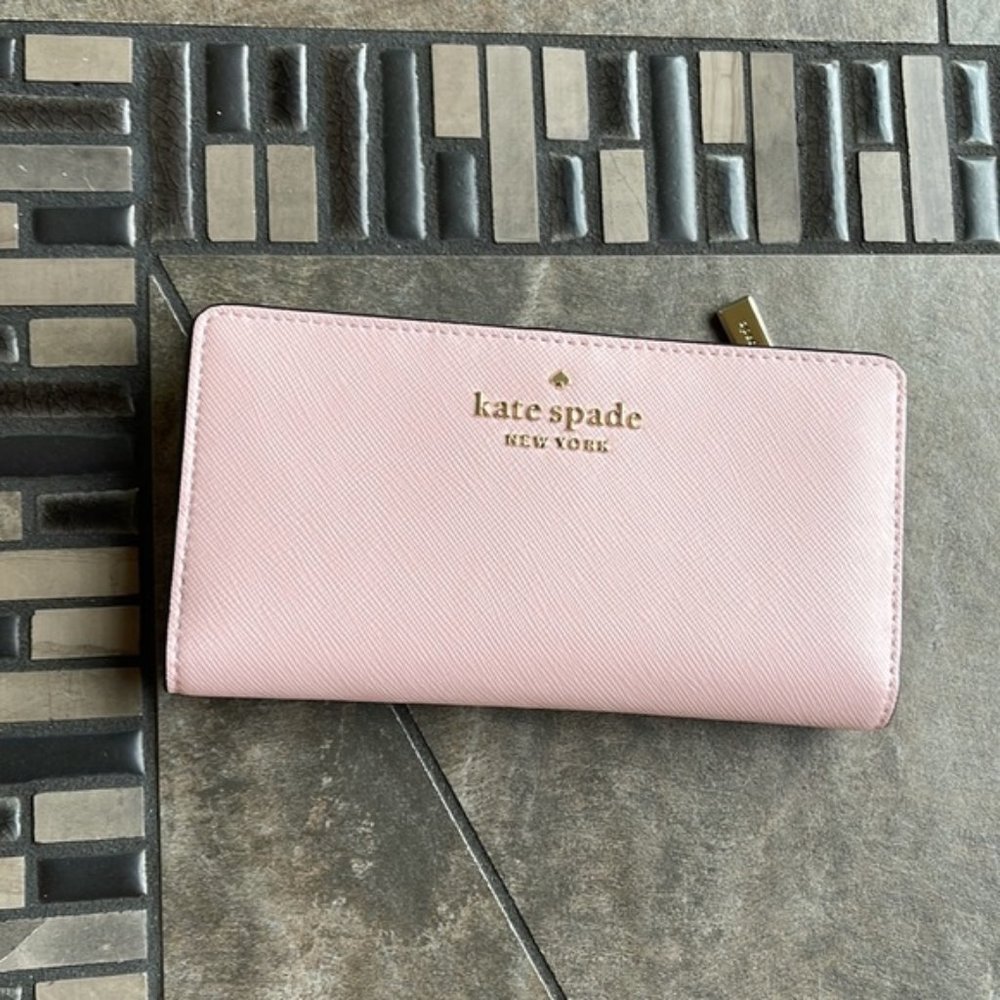 Kate Spade Madison Large Slim Bifold Wallet Conch Pink NWT - Picture 4 of 16